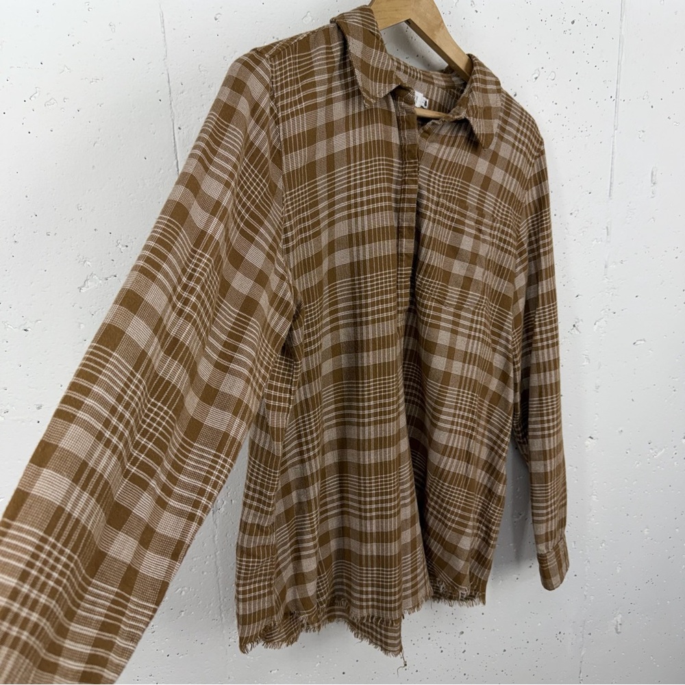 Carve Designs Sawyer Women’s XL Twill Coco Plaid Raw Hem Flannel Shirt - Picture 13 of 13